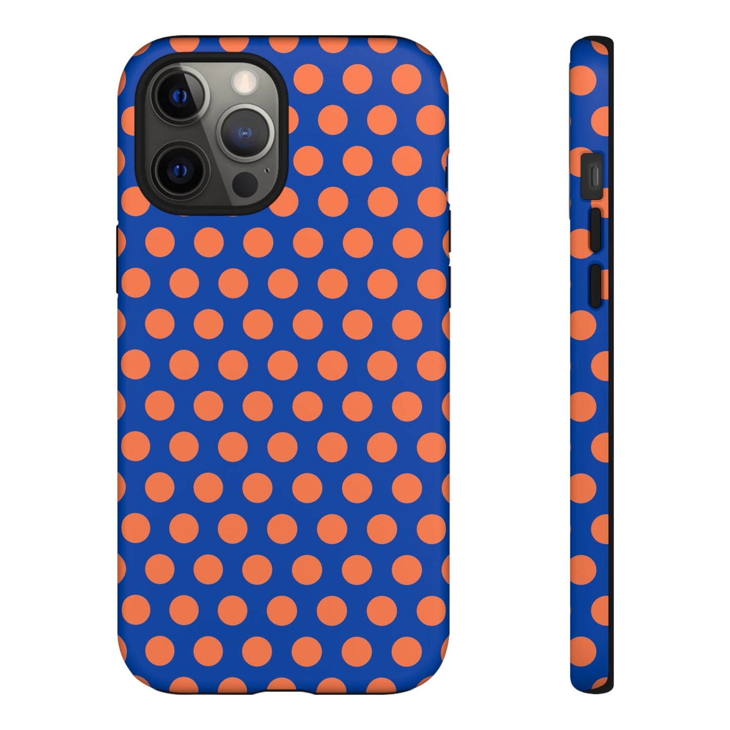 Blue & Coral Polka Dot Phone Case for iPhone Samsung S Google Pixel Phones - iPhone 12 Pro Max / Matte - Mobile Phone