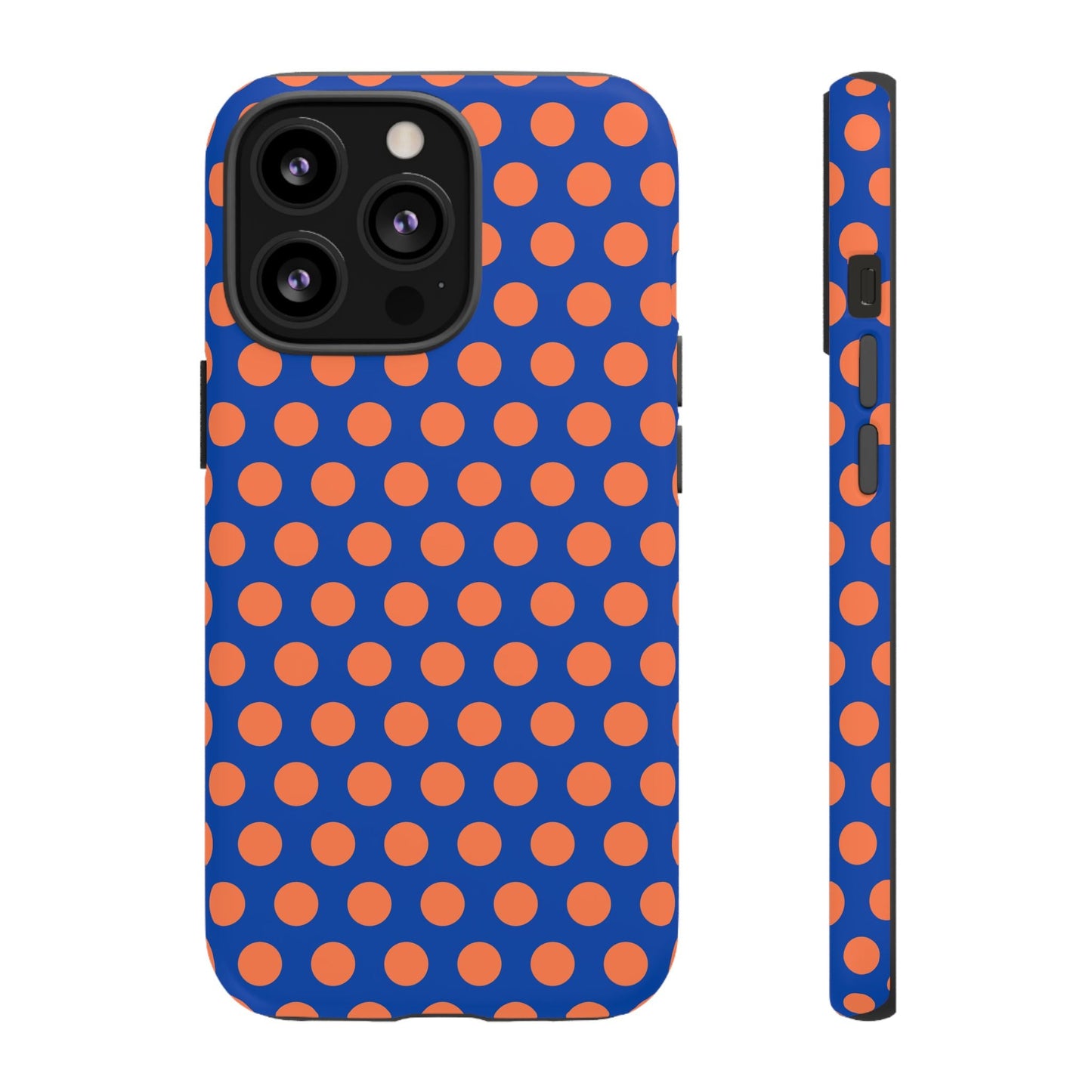 Blue & Coral Polka Dot Phone Case for iPhone Samsung S Google Pixel Phones - iPhone 13 Pro / Matte - Mobile Phone Cases