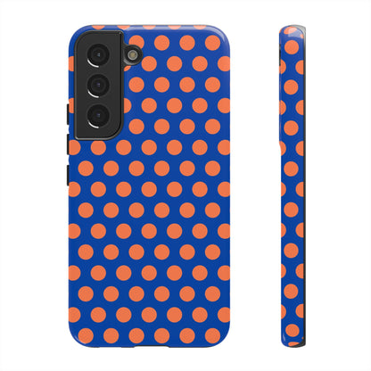 Blue & Coral Polka Dot Phone Case for iPhone Samsung S Google Pixel Phones - Samsung Galaxy S22 / Glossy - Mobile Phone