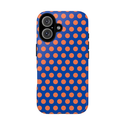 Blue & Coral Polka Dot Phone Case for iPhone Samsung S Google Pixel Phones - iPhone 16 / Glossy - Mobile Phone Cases