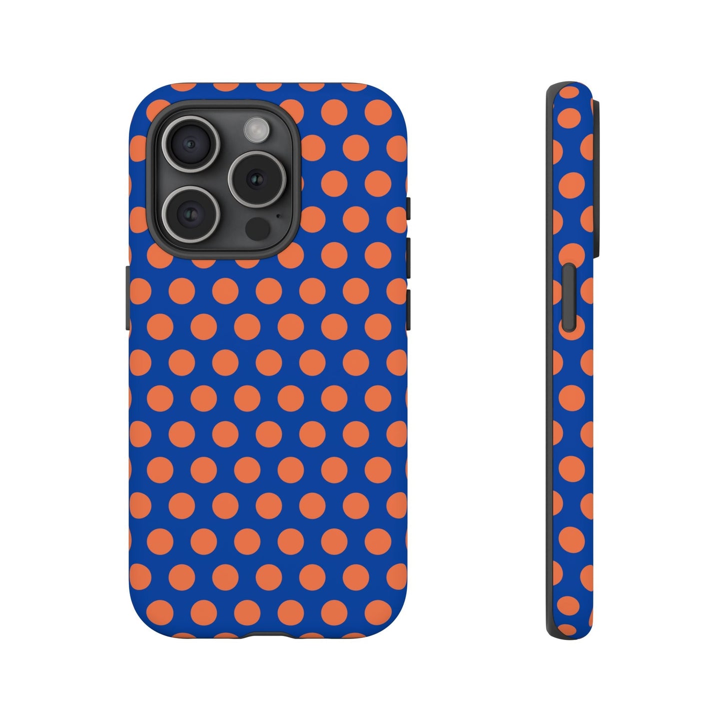 Blue & Coral Polka Dot Phone Case for iPhone Samsung S Google Pixel Phones - iPhone 15 Pro / Matte - Mobile Phone Cases