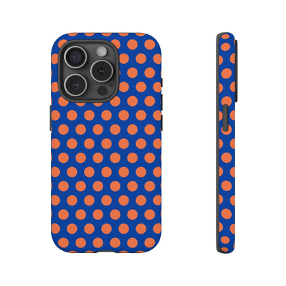Blue & Coral Polka Dot Phone Case for iPhone Samsung S Google Pixel Phones - iPhone 15 Pro / Matte - Mobile Phone Cases