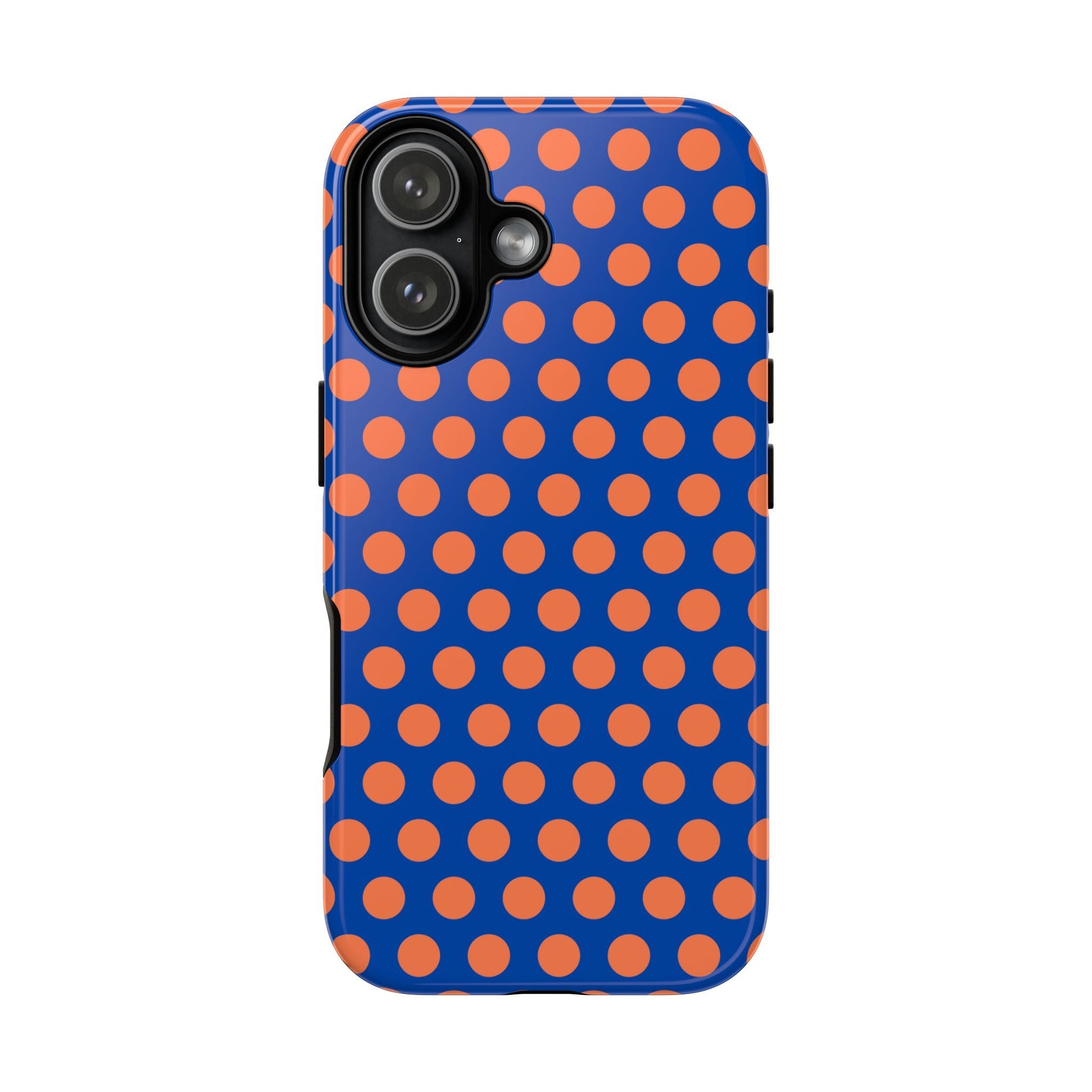 Blue & Coral Polka Dot Phone Case for iPhone Samsung S Google Pixel Phones - iPhone 17 / Glossy - Mobile Phone Cases