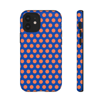 Blue & Coral Polka Dot Phone Case for iPhone Samsung S Google Pixel Phones - iPhone 12 Mini / Matte - Mobile Phone Cases