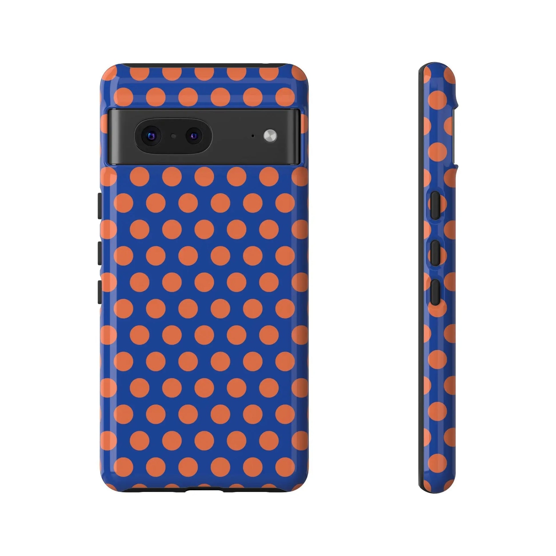 Blue & Coral Polka Dot Phone Case for iPhone Samsung S Google Pixel Phones - Google Pixel 7 / Glossy - Mobile Phone