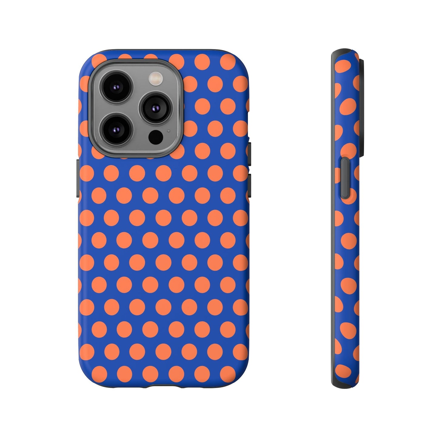 Blue & Coral Polka Dot Phone Case for iPhone Samsung S Google Pixel Phones - iPhone 14 Pro / Matte - Mobile Phone Cases