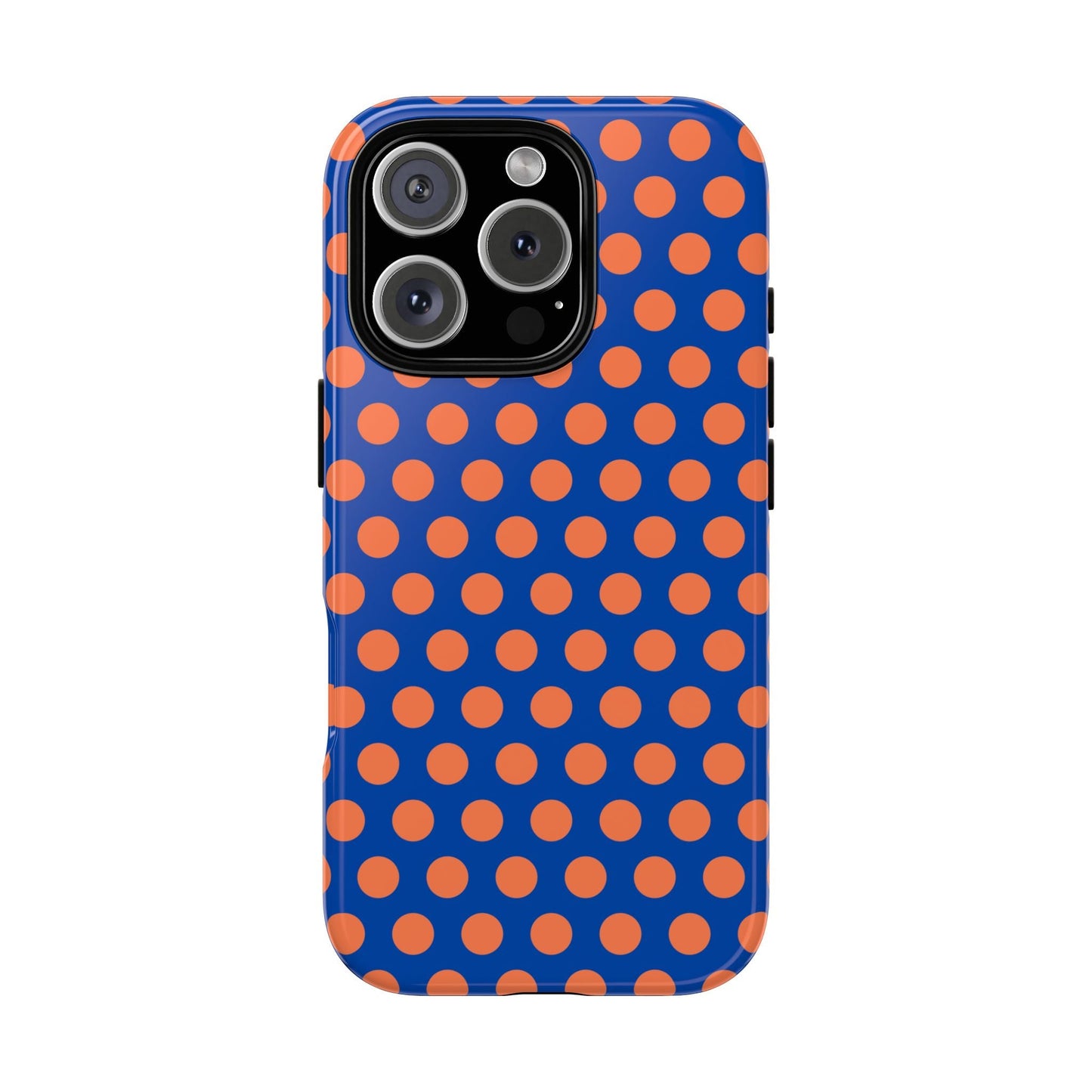 Blue & Coral Polka Dot Phone Case for iPhone Samsung S Google Pixel Phones - iPhone 16 Pro / Glossy - Mobile Phone Cases