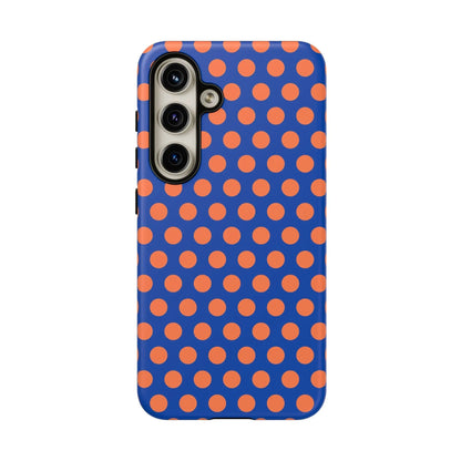Blue & Coral Polka Dot Phone Case for iPhone Samsung S Google Pixel Phones - Samsung Galaxy S24 / Matte - Mobile Phone