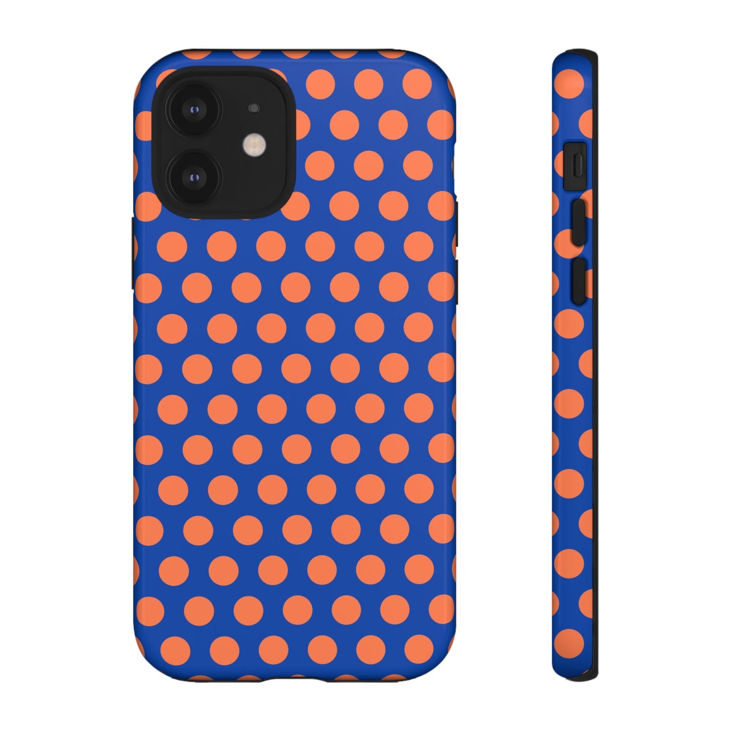 Blue & Coral Polka Dot Phone Case for iPhone Samsung S Google Pixel Phones - iPhone 12 / Glossy - Mobile Phone Cases