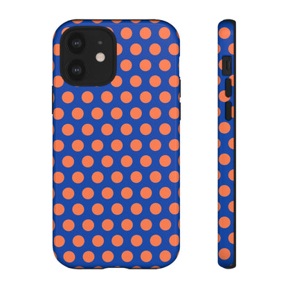 Blue & Coral Polka Dot Phone Case for iPhone Samsung S Google Pixel Phones - iPhone 12 / Glossy - Mobile Phone Cases