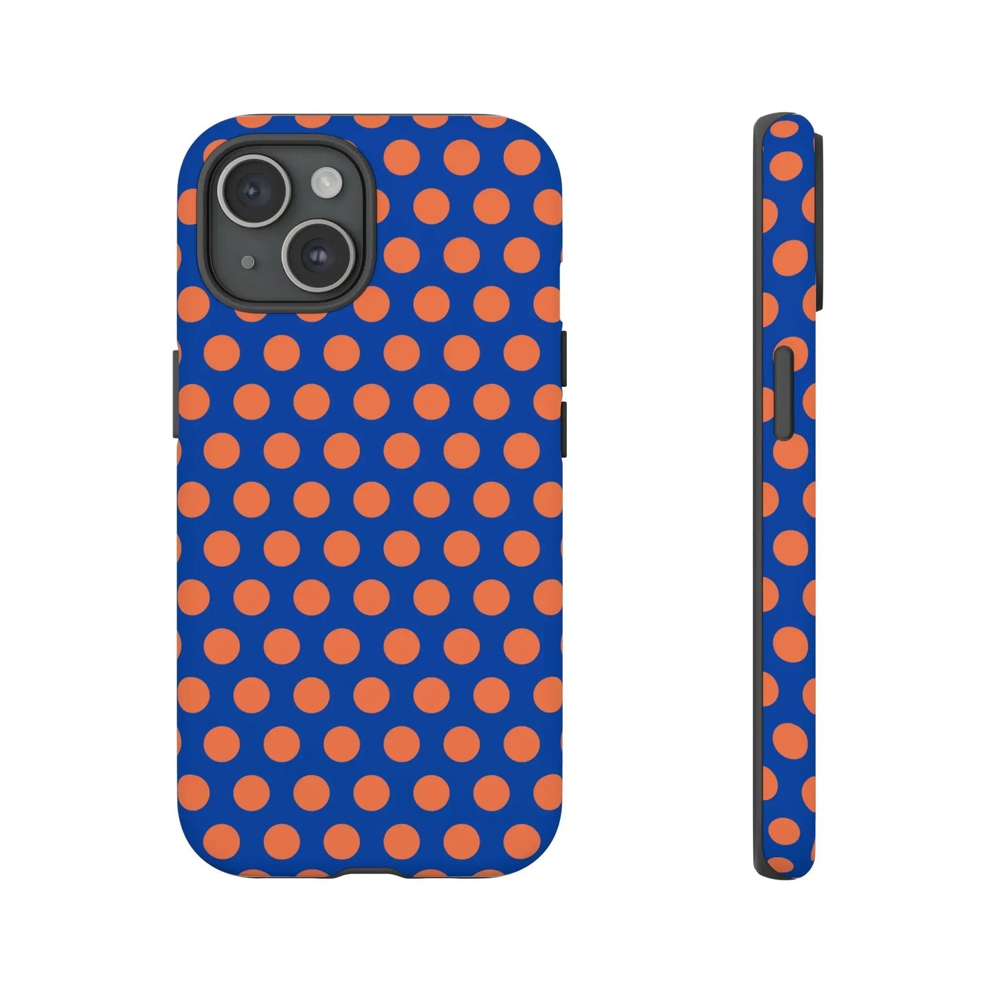 Blue & Coral Polka Dot Phone Case for iPhone Samsung S Google Pixel Phones - iPhone 15 / Matte - Mobile Phone Cases