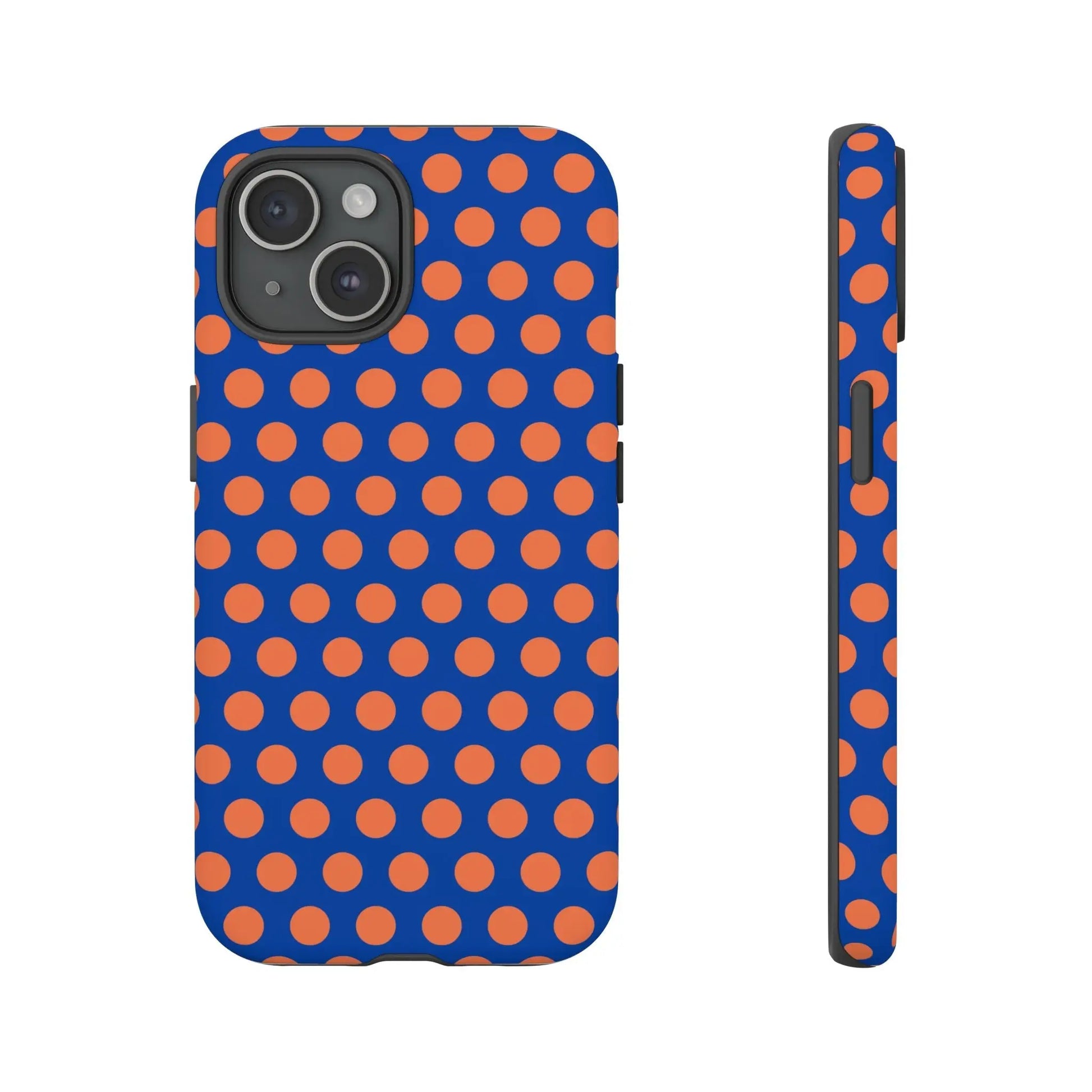 Blue & Coral Polka Dot Phone Case for iPhone Samsung S Google Pixel Phones - iPhone 15 / Matte - Mobile Phone Cases