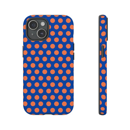 Blue & Coral Polka Dot Phone Case for iPhone Samsung S Google Pixel Phones - iPhone 15 / Matte - Mobile Phone Cases