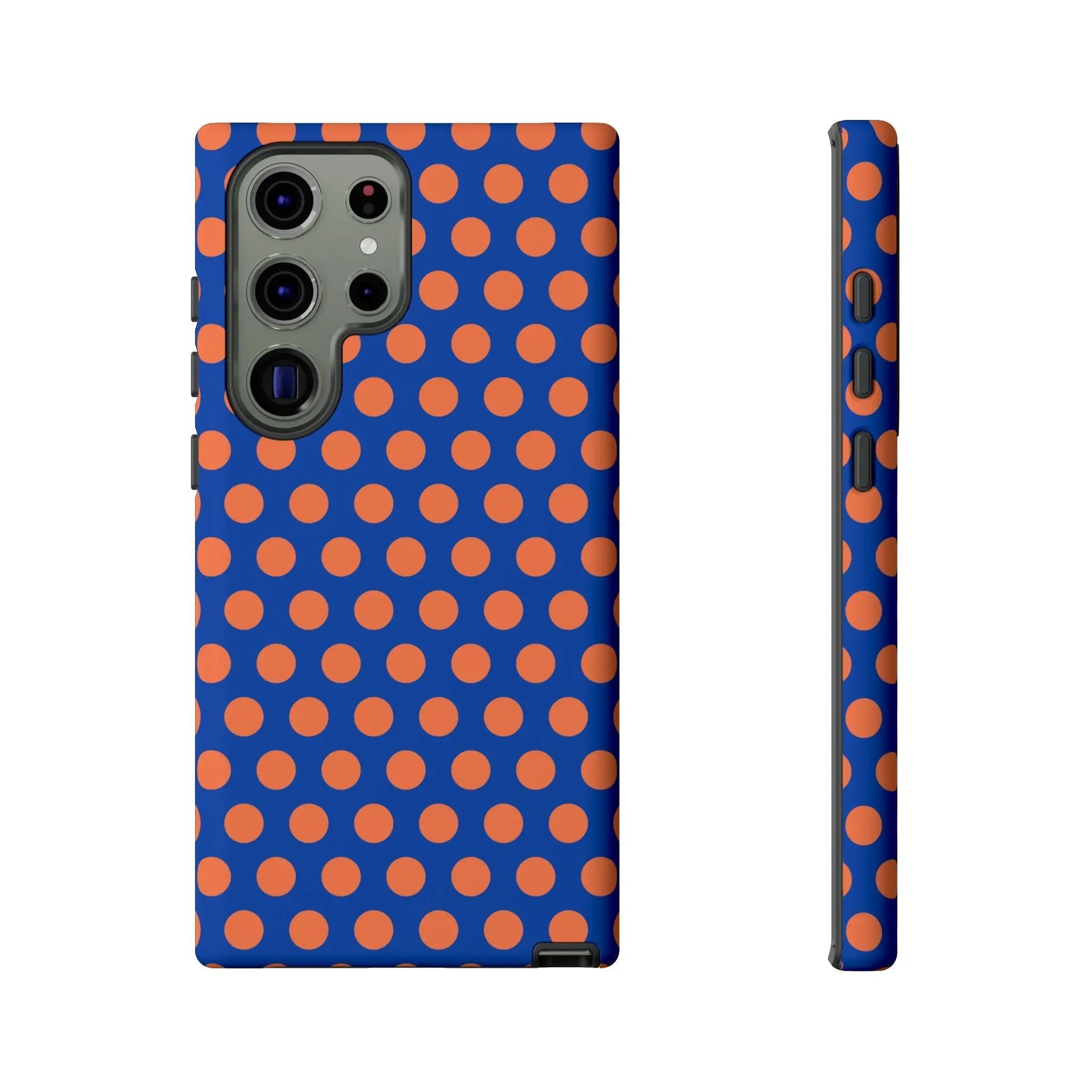 Blue & Coral Polka Dot Phone Case for iPhone Samsung S Google Pixel Phones - Samsung Galaxy S23 Ultra / Matte - Mobile