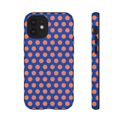 Blue & Coral Polka Dot Phone Case for iPhone Samsung S Google Pixel Phones - iPhone 12 Mini / Glossy - Mobile Phone