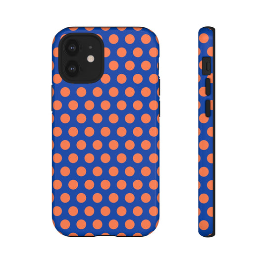 Blue & Coral Polka Dot Phone Case for iPhone Samsung S Google Pixel Phones - iPhone 12 Mini / Glossy - Mobile Phone