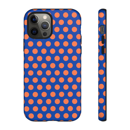 Blue & Coral Polka Dot Phone Case for iPhone Samsung S Google Pixel Phones - iPhone 12 Pro / Glossy - Mobile Phone Cases