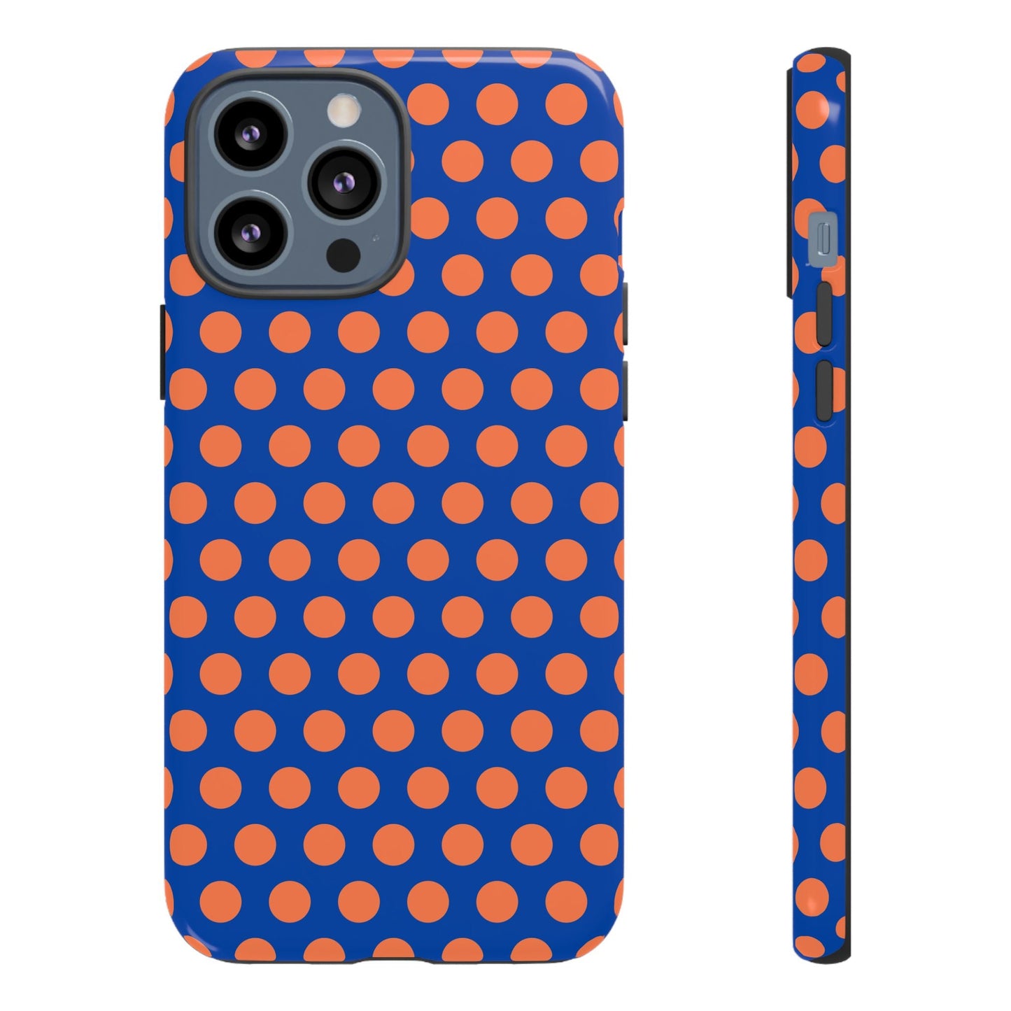 Blue & Coral Polka Dot Phone Case for iPhone Samsung S Google Pixel Phones - iPhone 13 Pro Max / Glossy - Mobile Phone