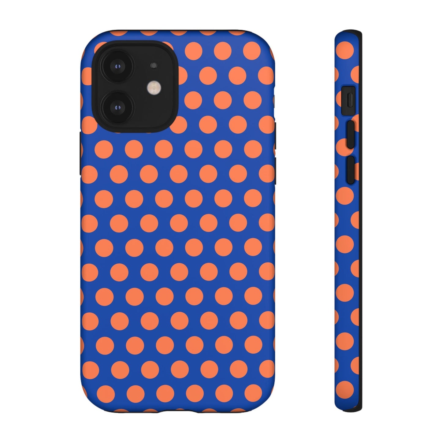 Blue & Coral Polka Dot Phone Case for iPhone Samsung S Google Pixel Phones - iPhone 12 / Matte - Mobile Phone Cases