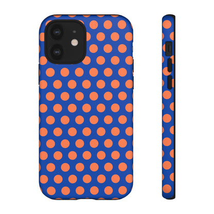 Blue & Coral Polka Dot Phone Case for iPhone Samsung S Google Pixel Phones - iPhone 12 / Matte - Mobile Phone Cases