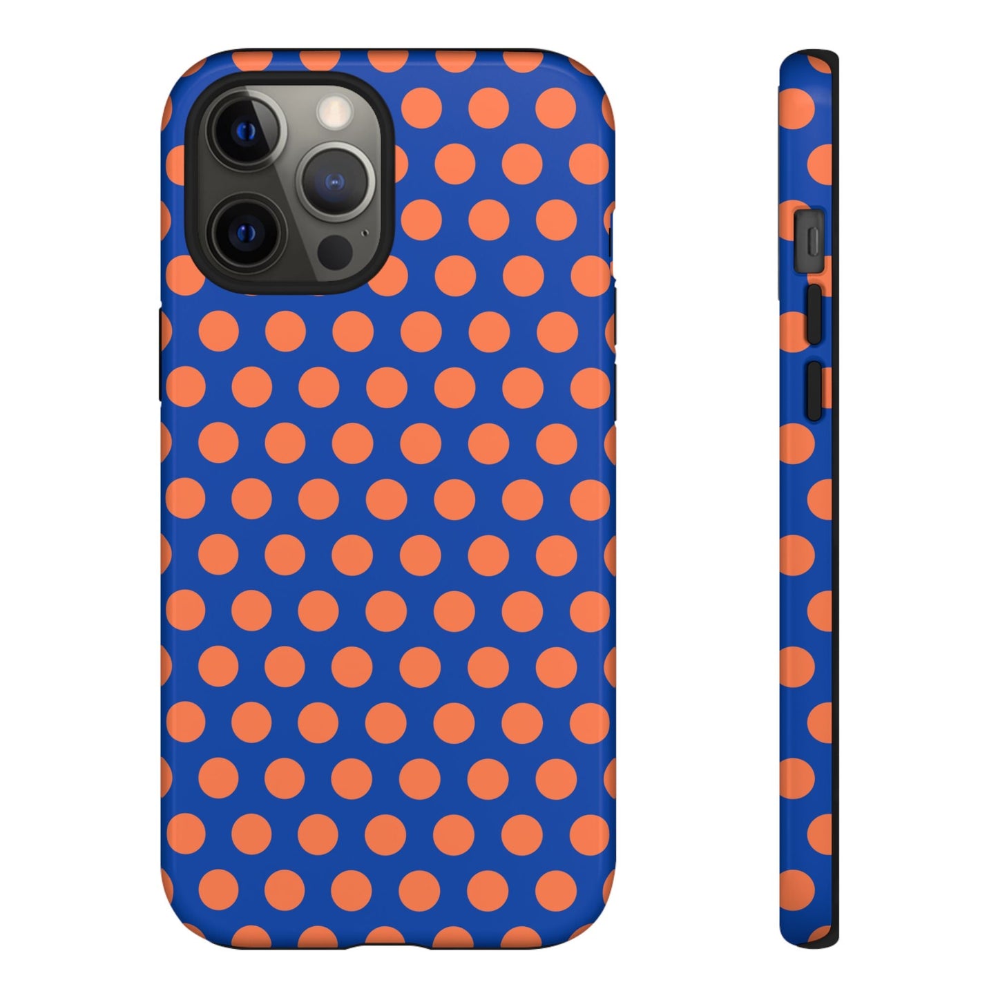 Blue & Coral Polka Dot Phone Case for iPhone Samsung S Google Pixel Phones - iPhone 12 Pro Max / Glossy - Mobile Phone