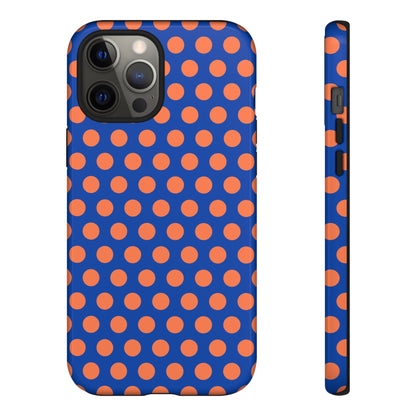 Blue & Coral Polka Dot Phone Case for iPhone Samsung S Google Pixel Phones - iPhone 12 Pro Max / Glossy - Mobile Phone