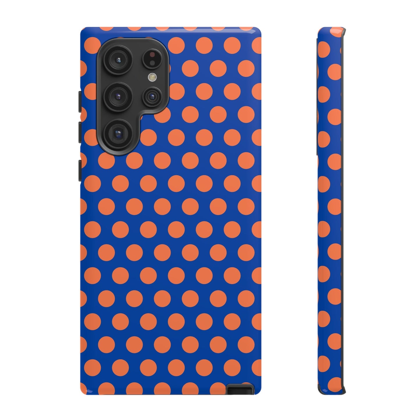 Blue & Coral Polka Dot Phone Case for iPhone Samsung S Google Pixel Phones - Samsung Galaxy S22 Ultra / Glossy - Mobile