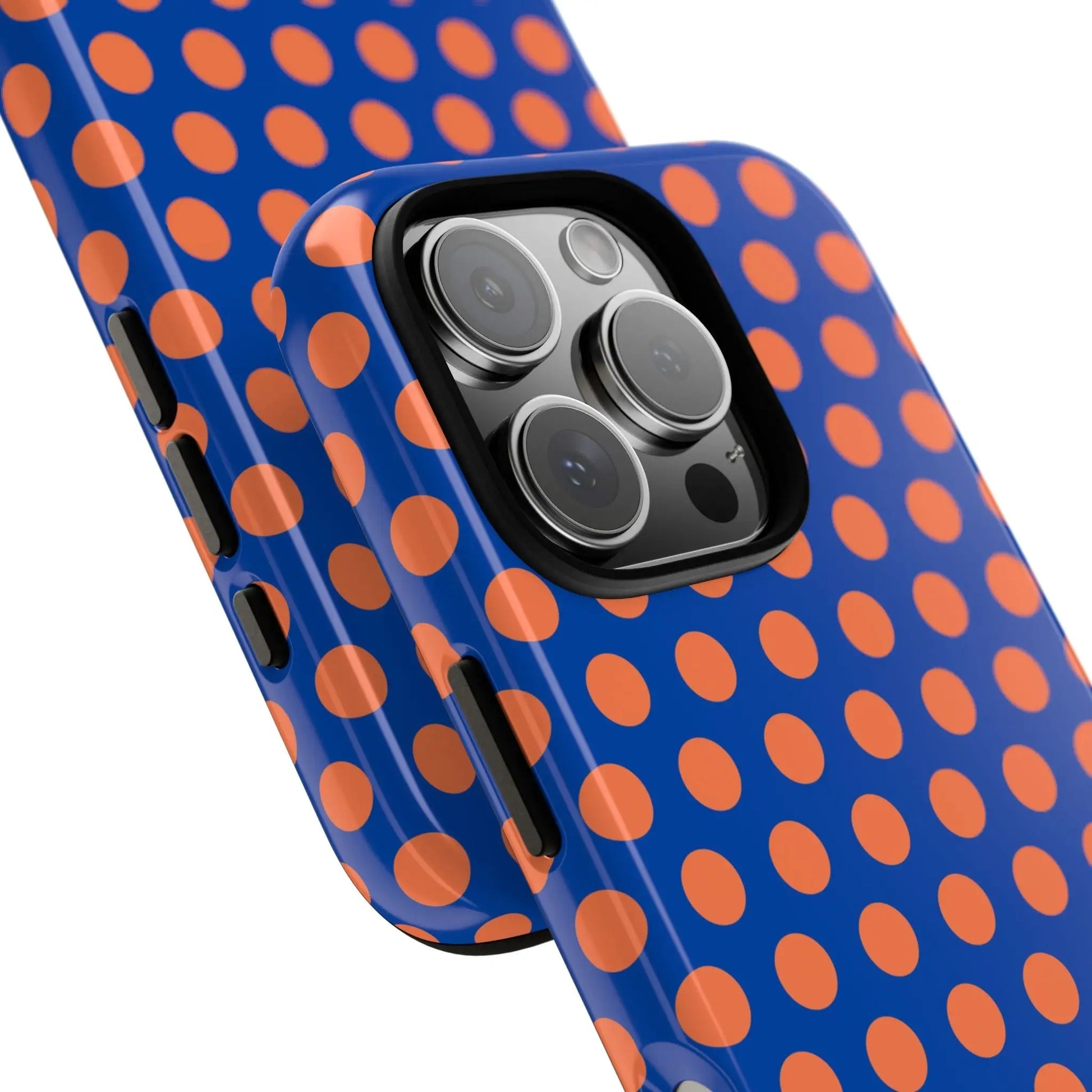 Blue & Coral Polka Dot Phone Case for iPhone Samsung S Google Pixel Phones - Mobile Phone Cases
