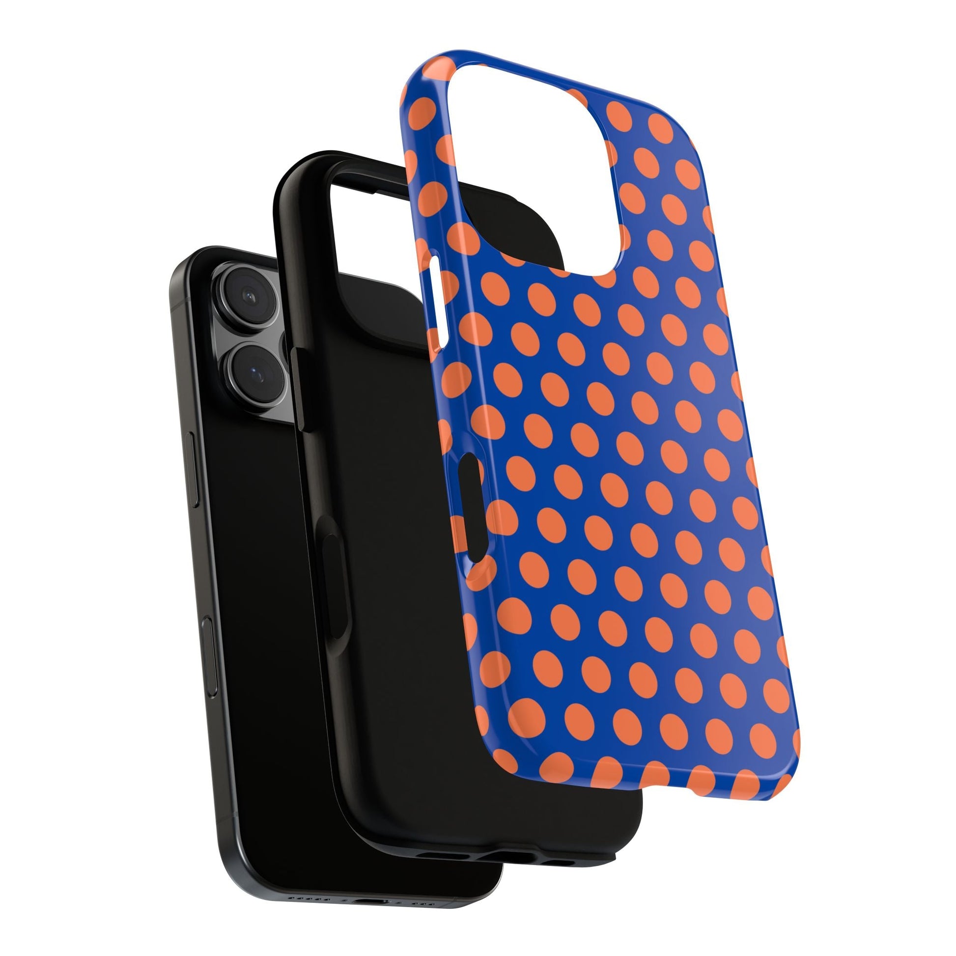 Blue & Coral Polka Dot Phone Case for iPhone Samsung S Google Pixel Phones - Mobile Phone Cases