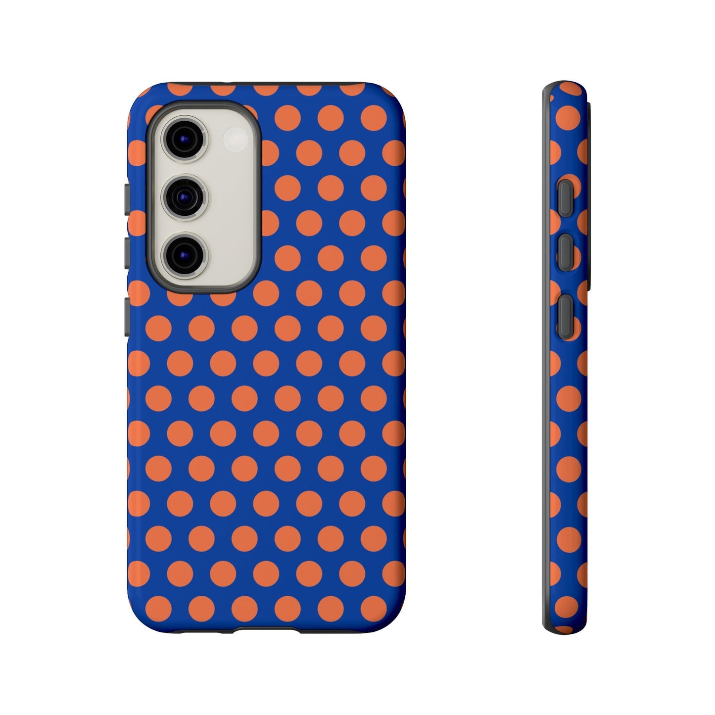Blue & Coral Polka Dot Phone Case for iPhone Samsung S Google Pixel Phones - Samsung Galaxy S23 / Glossy - Mobile Phone