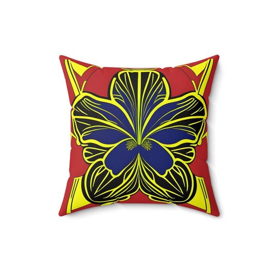 Blue Hibiscus Square Throw Pillow