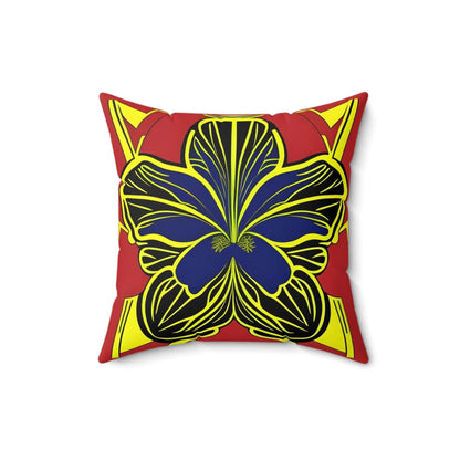 Blue Hibiscus Square Throw Pillow