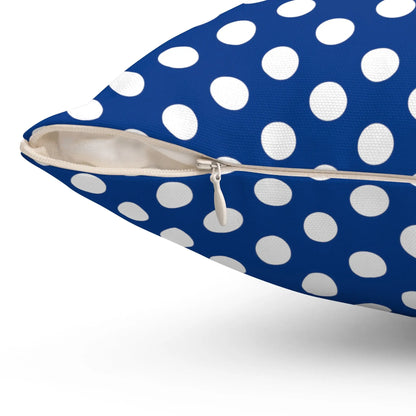 Blue Polkadot Square Pillow