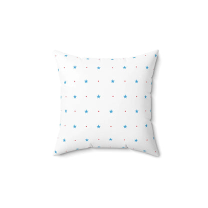 Square Spun Polyester Pillow with Blue Stars and Red Dots Customisable Decorative Throw Pillow in Four Sizes