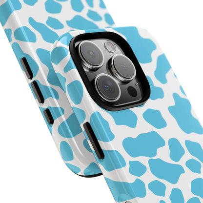 Blue White Cow Print Phone Case Cover - Phone Case