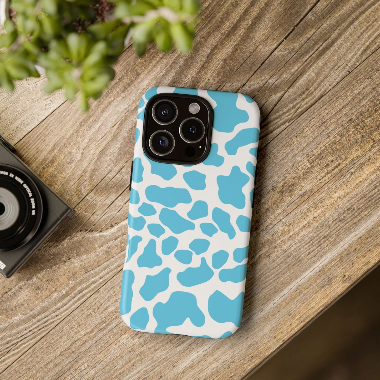 Blue White Cow Print Phone Case Cover - Phone Case
