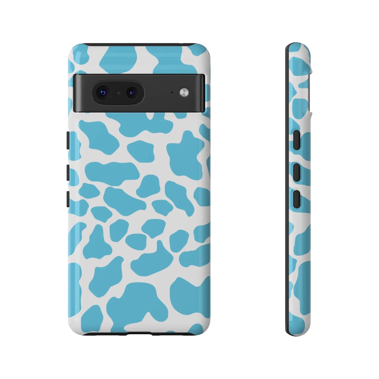 Blue White Cow Print Phone Case Cover - Google Pixel 7 / Glossy - Phone Case