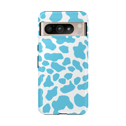 Blue White Cow Print Phone Case Cover - Google Pixel 8 Pro / Glossy - Phone Case