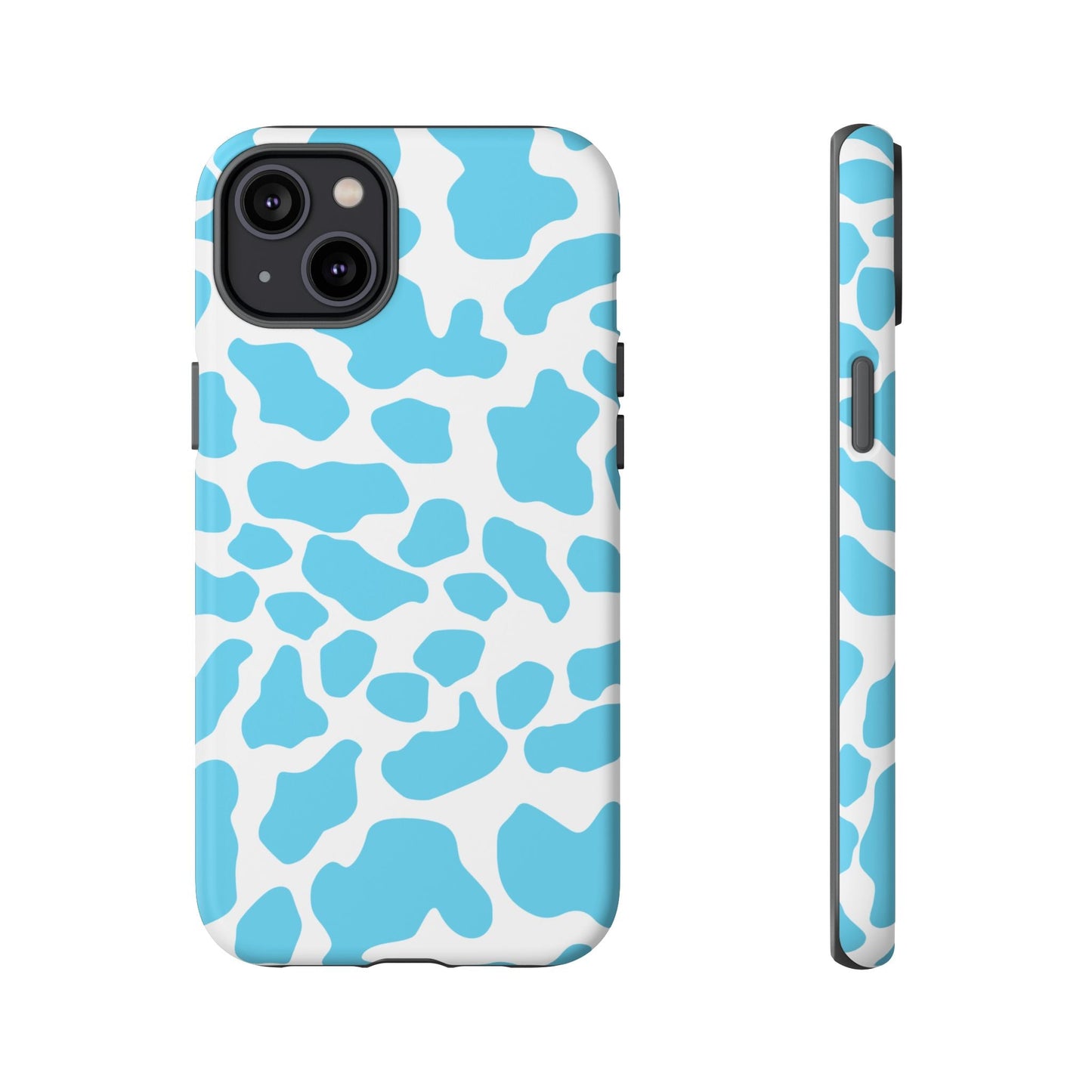 Blue White Cow Print Phone Case Cover - iPhone 14 Plus / Matte - Phone Case