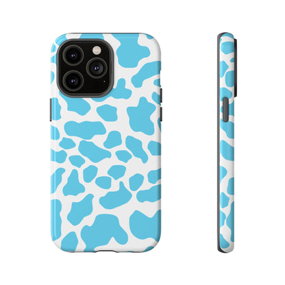 Blue White Cow Print Phone Case Cover - iPhone 14 Pro Max / Glossy - Phone Case