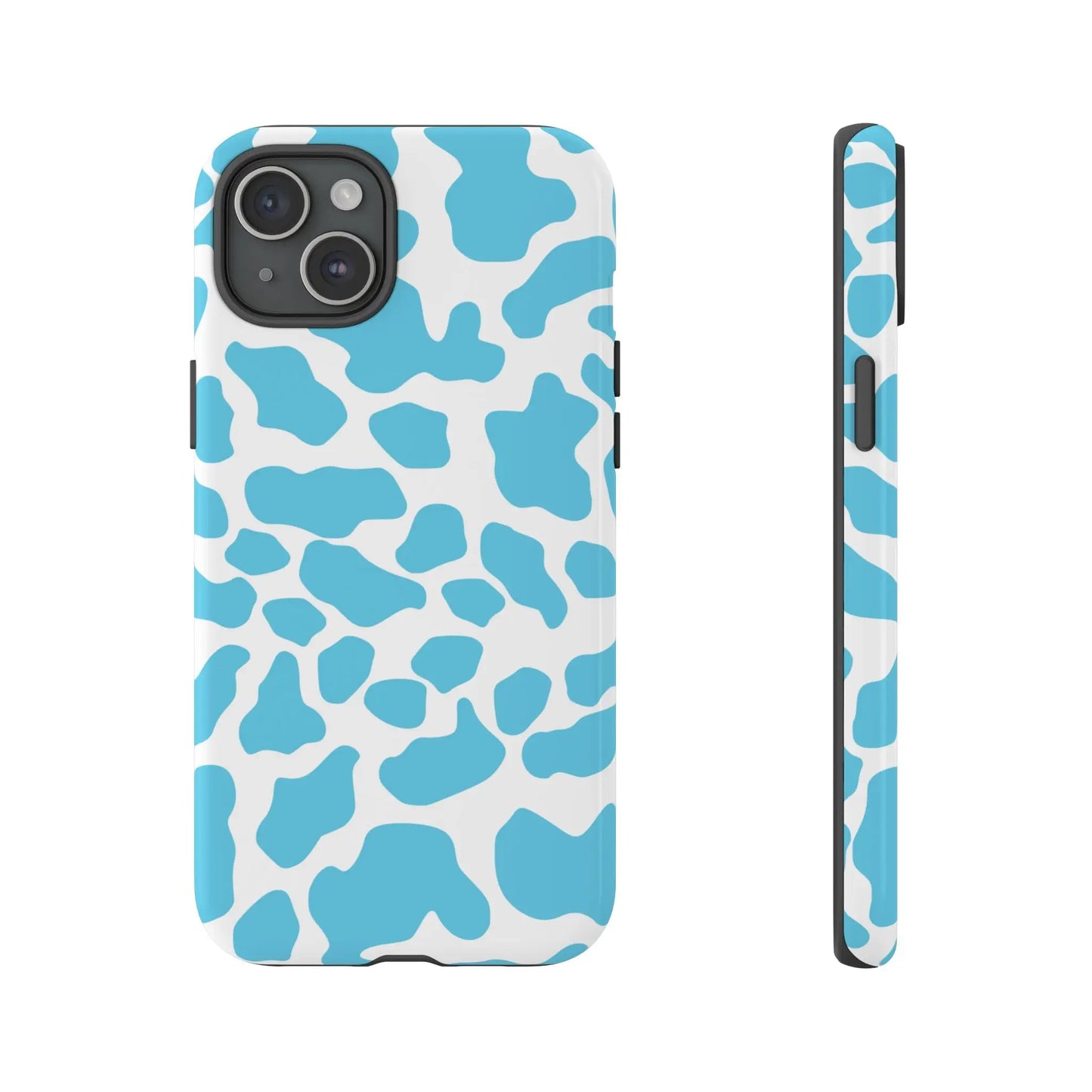 Blue White Cow Print Phone Case Cover - iPhone 15 Plus / Glossy - Phone Case