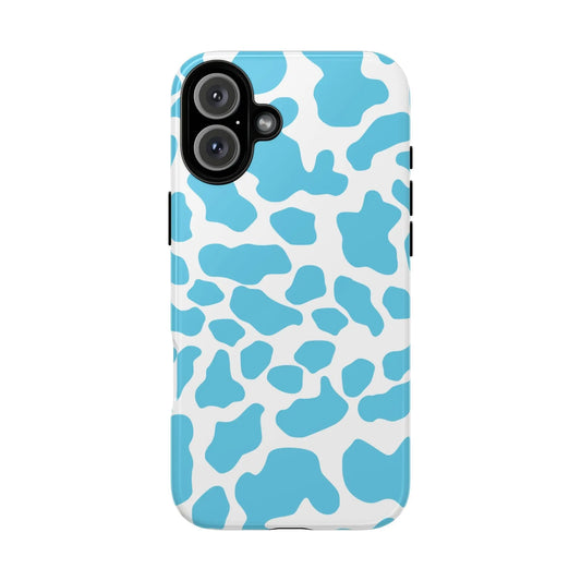 Blue White Cow Print Phone Case Cover - iPhone 16 Plus / Glossy - Phone Case