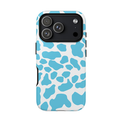 Blue White Cow Print Phone Case Cover - iPhone 17 Pro / Glossy - Phone Case