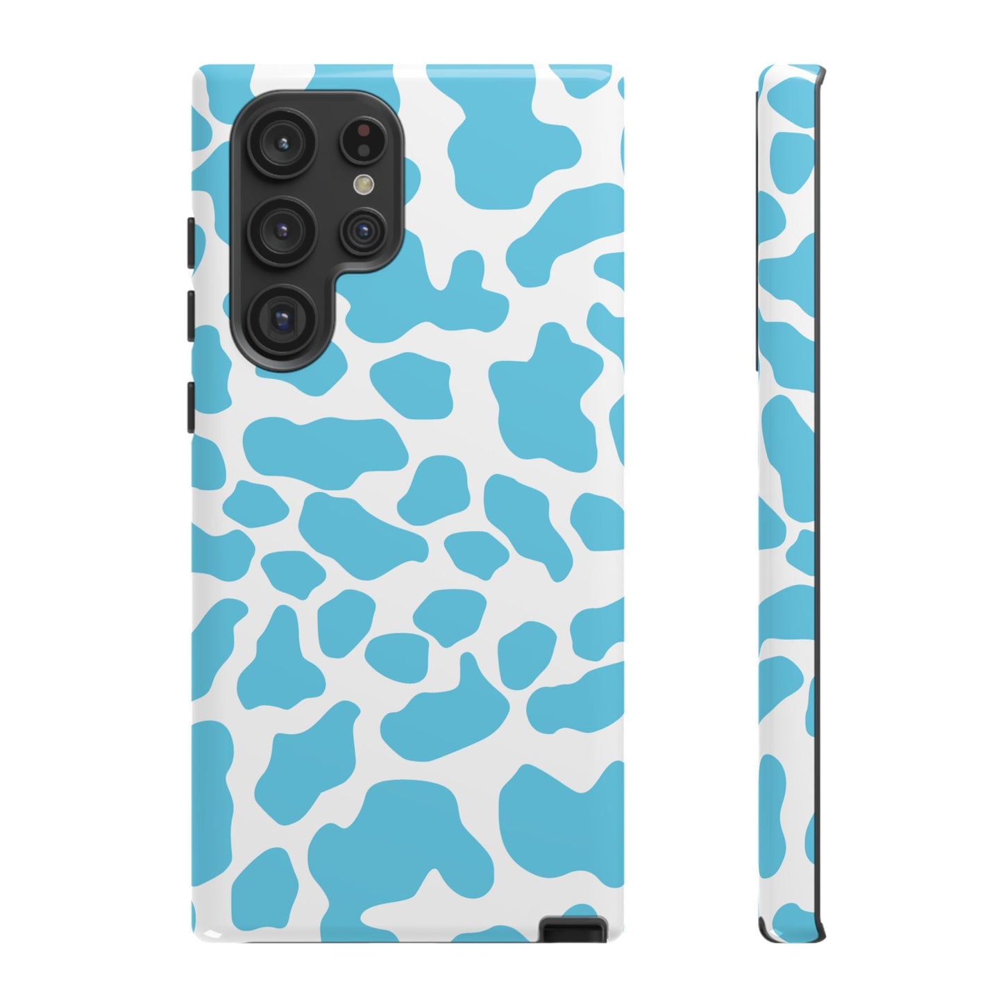 Blue White Cow Print Phone Case Cover - Samsung Galaxy S22 Ultra / Glossy - Phone Case