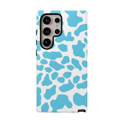 Blue White Cow Print Phone Case Cover - Samsung Galaxy S24 Ultra / Glossy - Phone Case