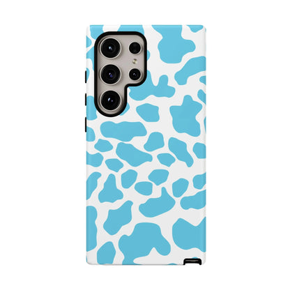 Blue White Cow Print Phone Case Cover - Samsung Galaxy S24 Ultra / Matte - Phone Case