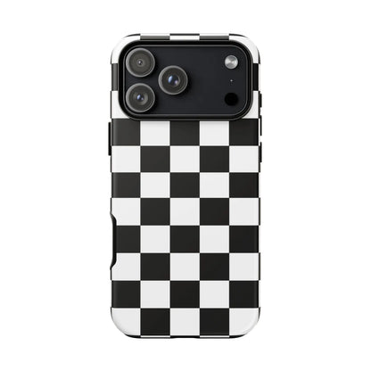 Back side of black and white checkered flag phone case with sleek protective cover for iphone flag phone cases