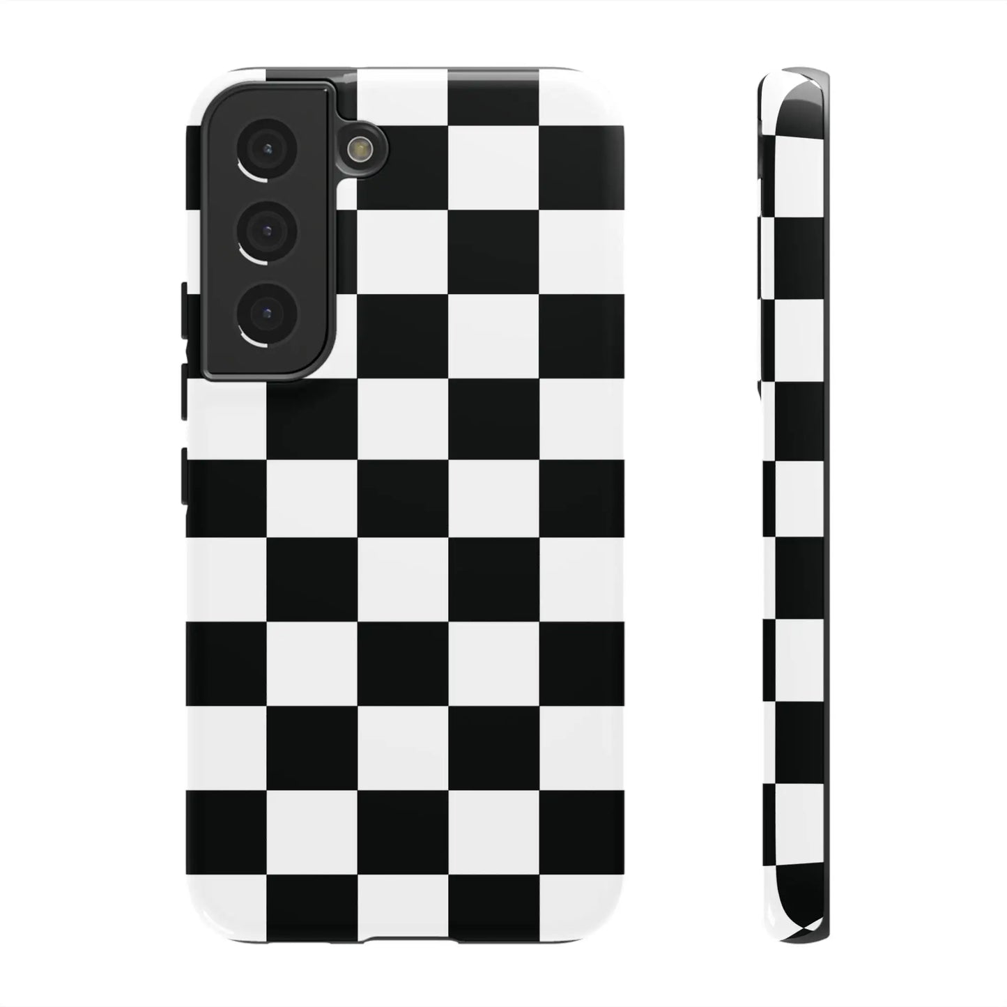 Black and white checkered flag phone case for samsung galaxy s21 showing the back protective cover design