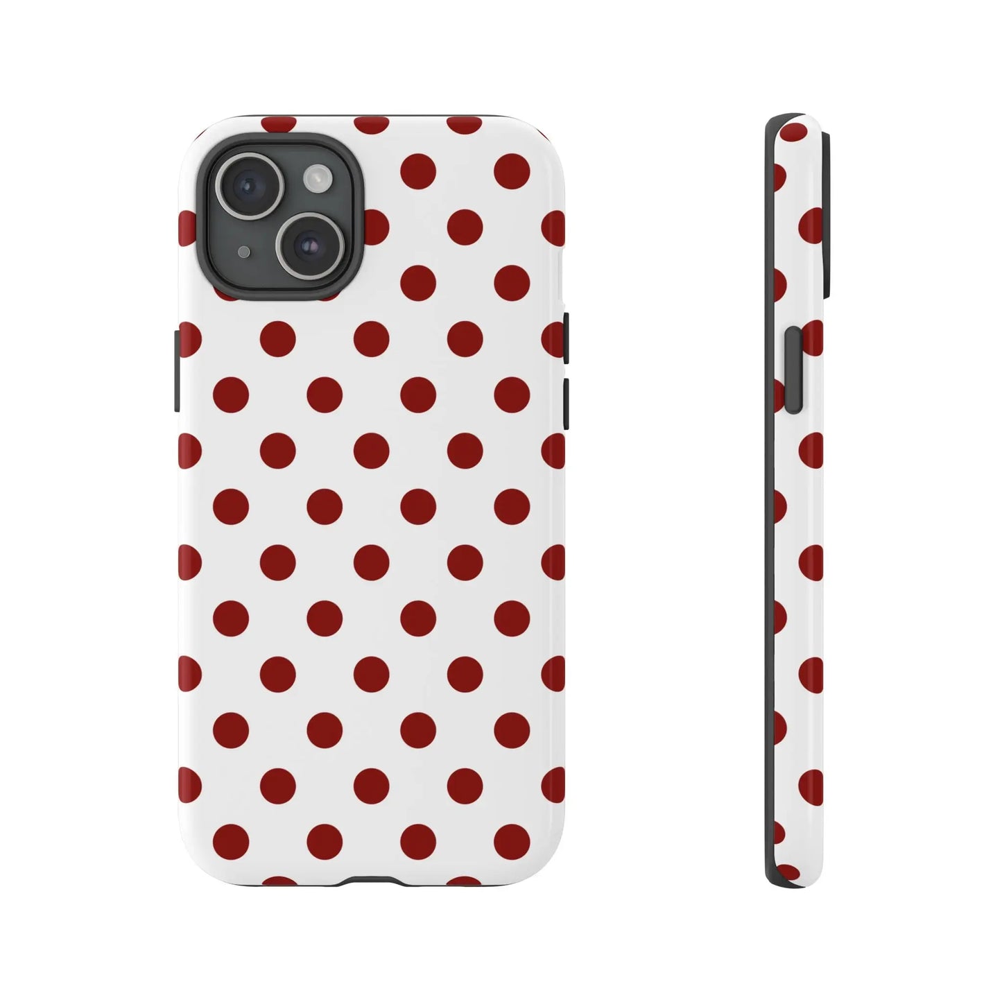 Cherry Red Polka dot Phone Case Cover - iPhone 15 Plus / Glossy - Phone Case