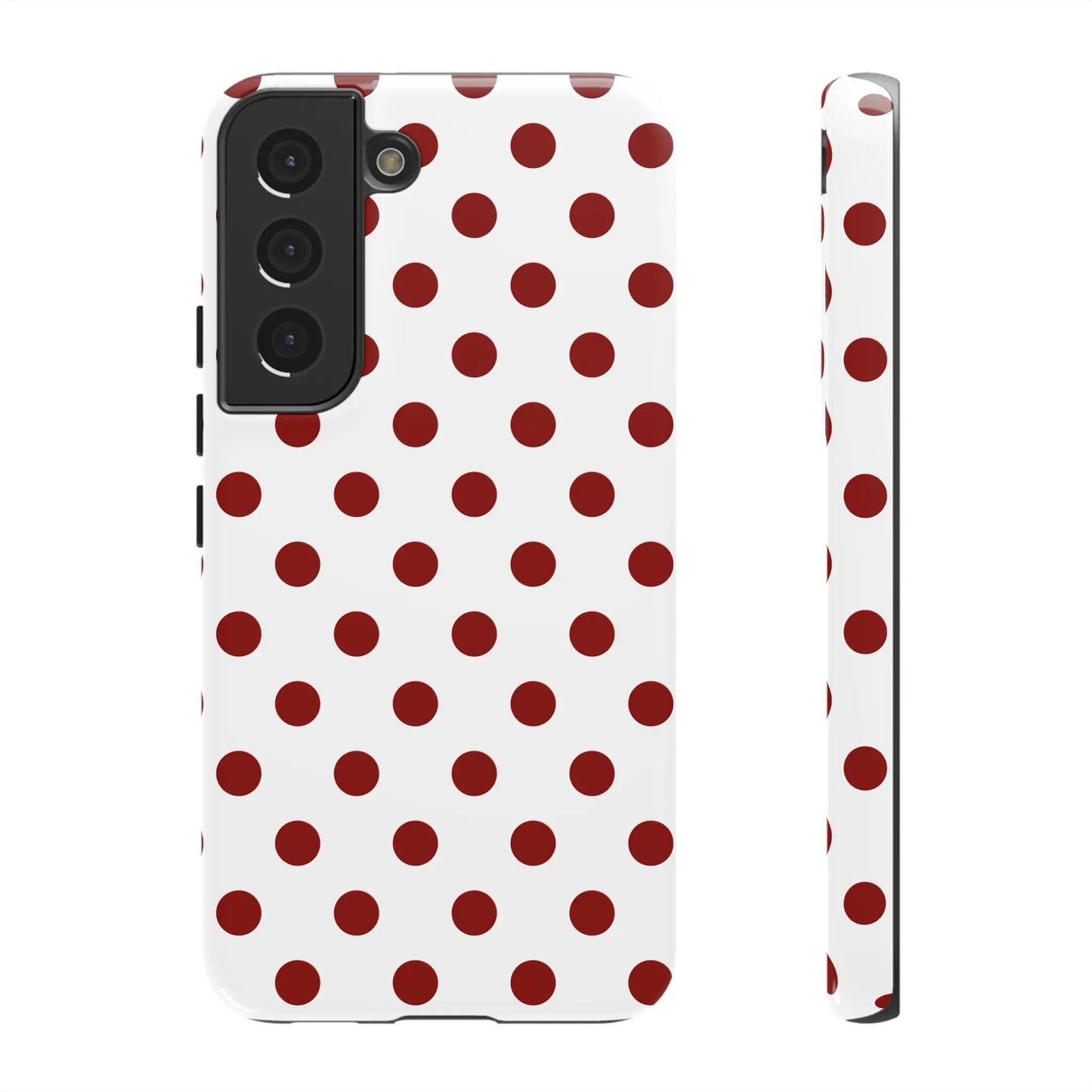 Cherry Red Polka dot Phone Case Cover - Samsung Galaxy S22 / Glossy - Phone Case